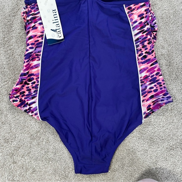 NWT Catalina Women’s Racer Back Tank One-Piece Swimsuit in Purple Plus Size 2X - Picture 7 of 13
